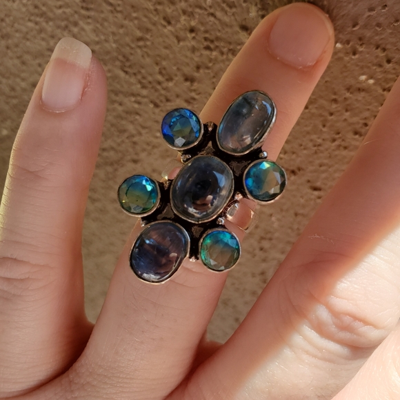 New Kyanite & Bi-Color Tourmaline 925 Silver Ring. - Picture 4 of 11